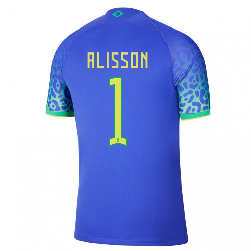 Kandiny Damen Brasilianische Alisson #1 Blau Auswärtstrikot Trikot 22-24 T-shirt