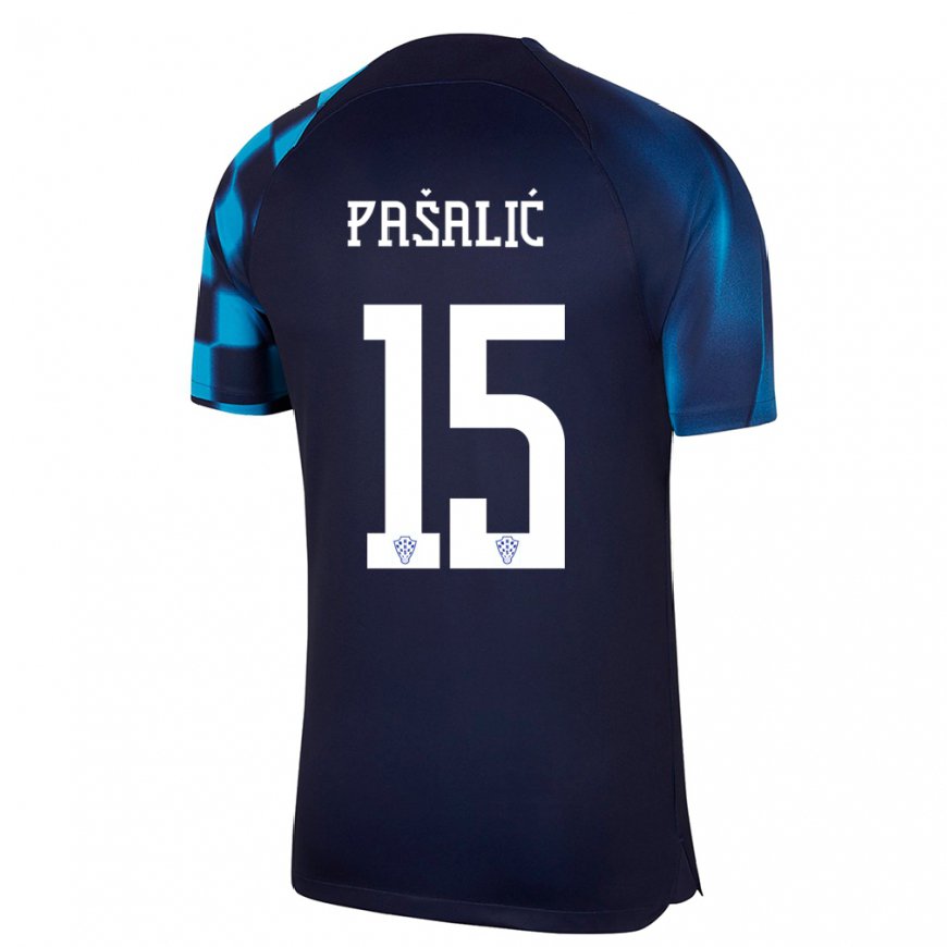 Kandiny Damen Kroatische Mario Pasalic #15 Dunkelblau Auswärtstrikot Trikot 22-24 T-shirt