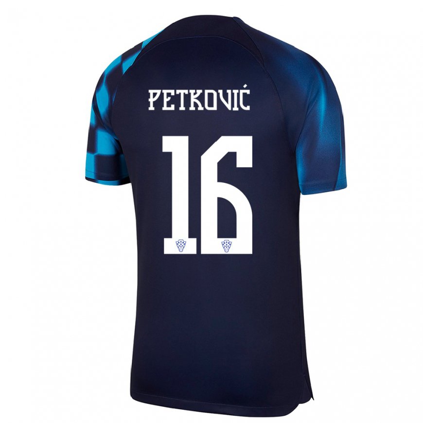 Kandiny Damen Kroatische Bruno Petkovic #16 Dunkelblau Auswärtstrikot Trikot 22-24 T-shirt