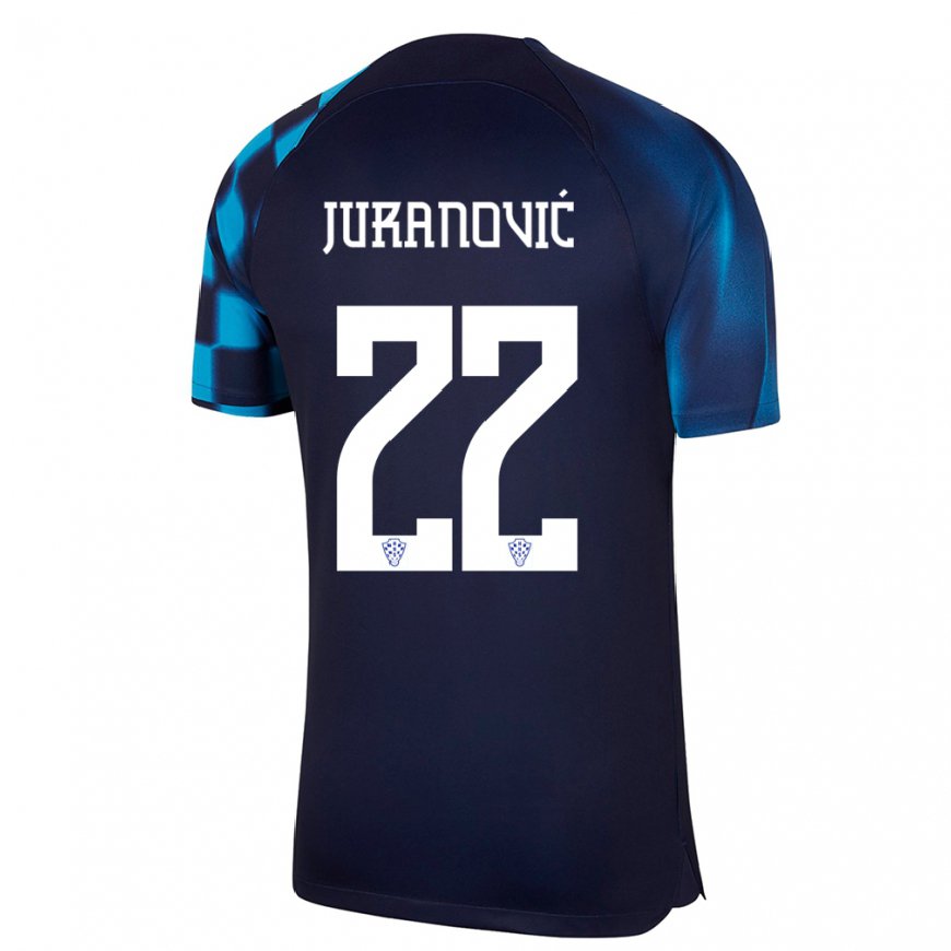 Kandiny Damen Kroatische Josip Juranovic #22 Dunkelblau Auswärtstrikot Trikot 22-24 T-shirt