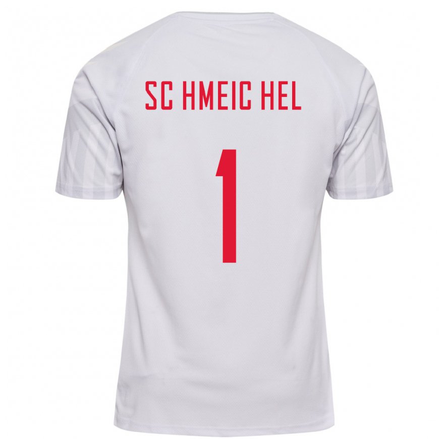 Kandiny Damen Dänische Kasper Schmeichel #1 Weiß Auswärtstrikot Trikot 22-24 T-shirt