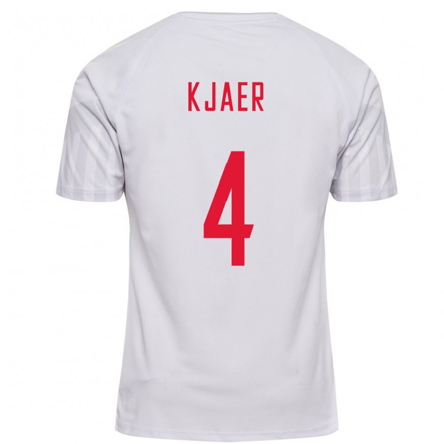Kandiny Damen Dänische Simon Kjaer #4 Weiß Auswärtstrikot Trikot 22-24 T-shirt