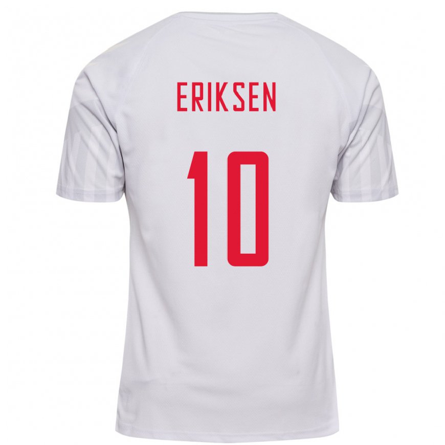 Kandiny Damen Dänische Christian Eriksen #10 Weiß Auswärtstrikot Trikot 22-24 T-shirt