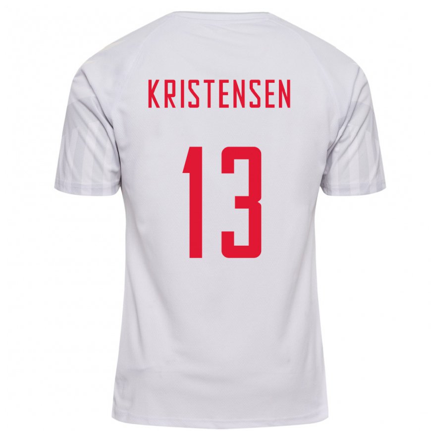 Kandiny Damen Dänische Rasmus Kristensen #13 Weiß Auswärtstrikot Trikot 22-24 T-shirt