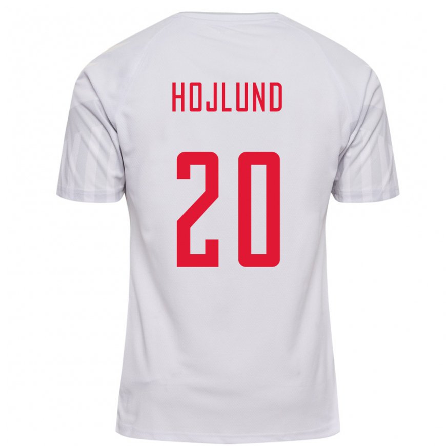 Kandiny Damen Dänische Rasmus Hojlund #20 Weiß Auswärtstrikot Trikot 22-24 T-shirt