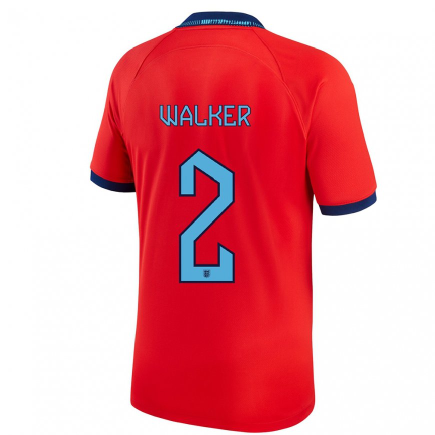 Kandiny Damen Englische Kyle Walker #2 Rot Auswärtstrikot Trikot 22-24 T-shirt