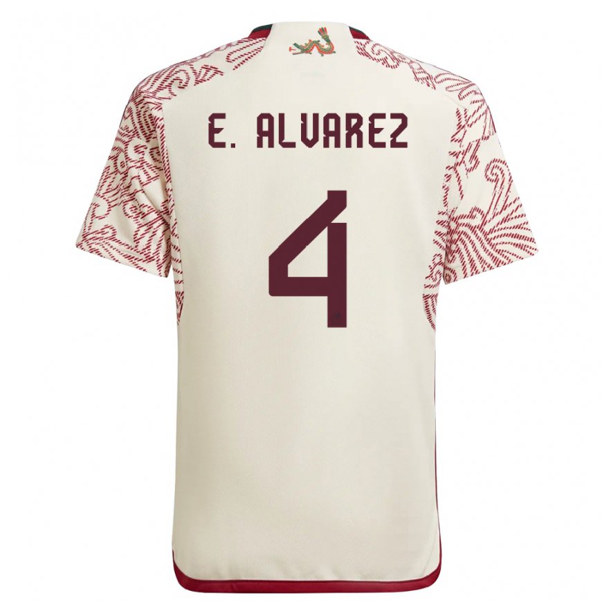 Kandiny Damen Mexikanische Edson Alvarez #4 Wunder Weiß Rot Auswärtstrikot Trikot 22-24 T-shirt