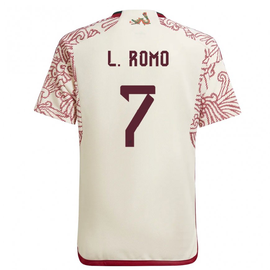 Kandiny Damen Mexikanische Luis Romo #7 Wunder Weiß Rot Auswärtstrikot Trikot 22-24 T-shirt