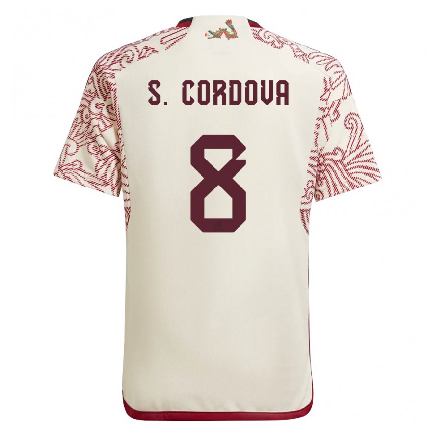 Kandiny Damen Mexikanische Sebastian Cordova #8 Wunder Weiß Rot Auswärtstrikot Trikot 22-24 T-shirt