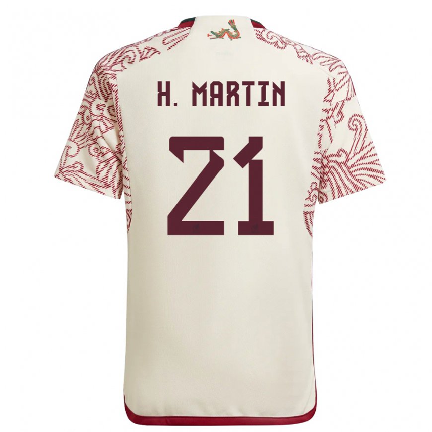 Kandiny Damen Mexikanische Henry Martin #21 Wunder Weiß Rot Auswärtstrikot Trikot 22-24 T-shirt