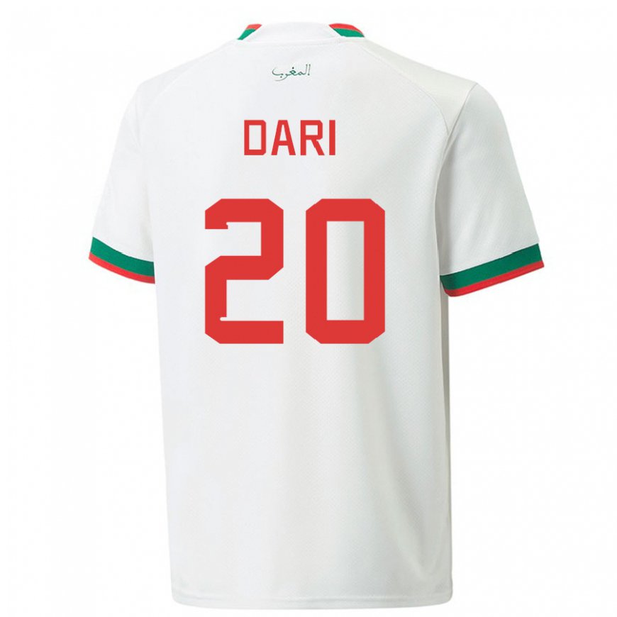 Kandiny Damen Marokkanische Achraf Dari #20 Weiß Auswärtstrikot Trikot 22-24 T-shirt
