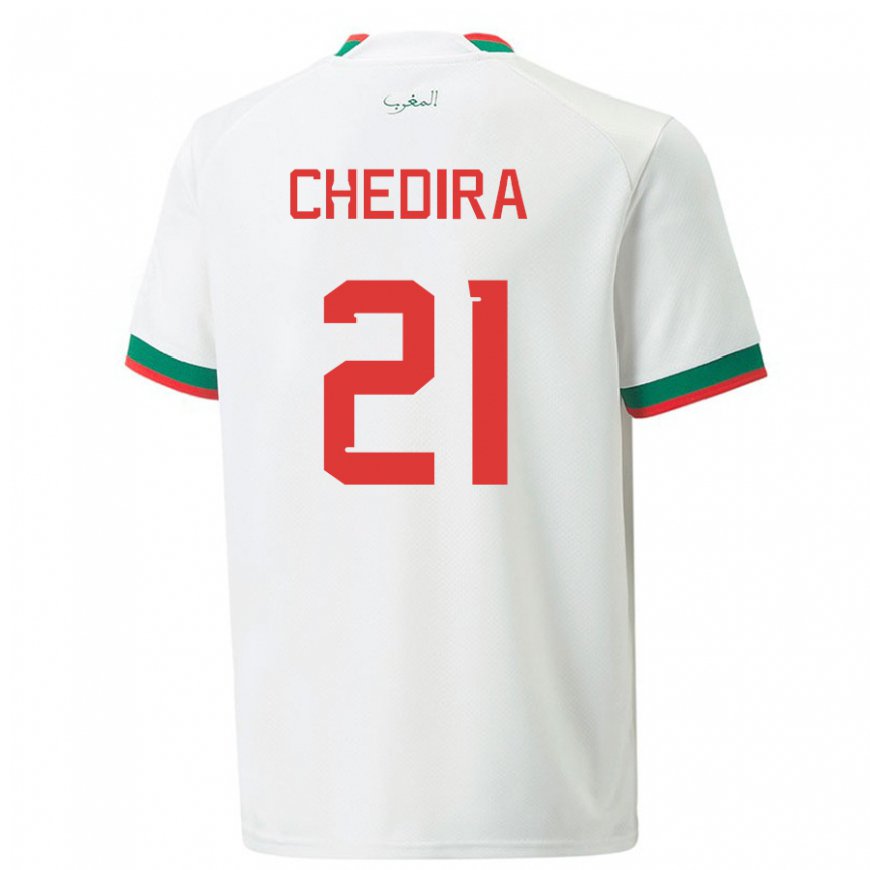 Kandiny Damen Marokkanische Walid Chedira #21 Weiß Auswärtstrikot Trikot 22-24 T-shirt