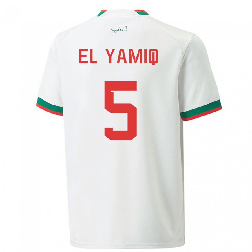 Kandiny Damen Marokkanische Jawad El Yamiq #5 Weiß Auswärtstrikot Trikot 22-24 T-shirt