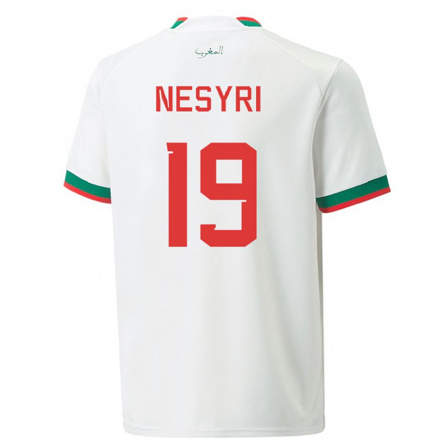 Kandiny Damen Marokkanische Youssef En-nesyri #19 Weiß Auswärtstrikot Trikot 22-24 T-shirt