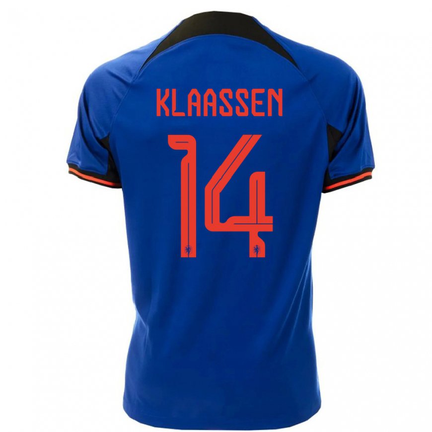 Kandiny Damen Niederländische Davy Klaassen #14 Königsblau Auswärtstrikot Trikot 22-24 T-shirt