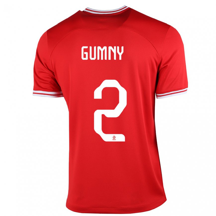Kandiny Damen Polnische Robert Gumny #2 Rot Auswärtstrikot Trikot 22-24 T-shirt