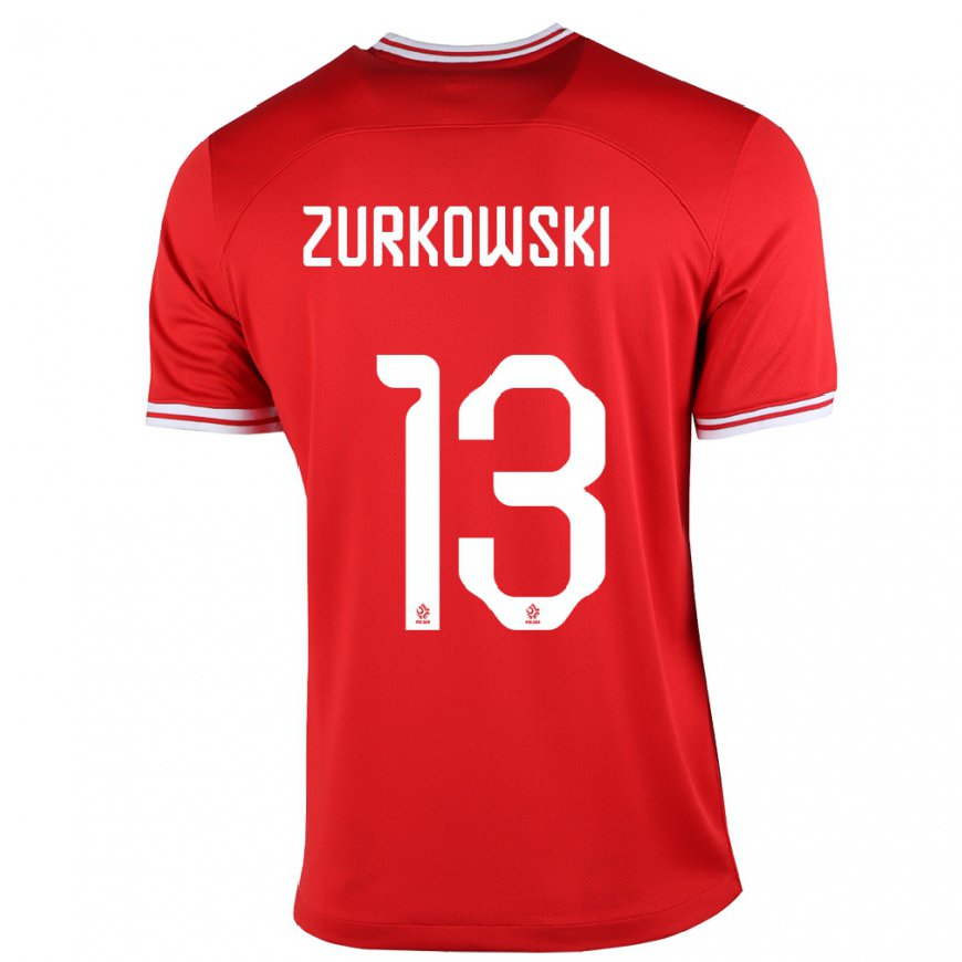 Kandiny Damen Polnische Szymon Zurkowski #13 Rot Auswärtstrikot Trikot 22-24 T-shirt