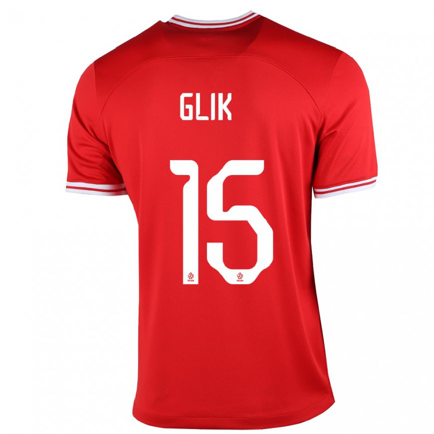 Kandiny Damen Polnische Kamil Glik #15 Rot Auswärtstrikot Trikot 22-24 T-shirt