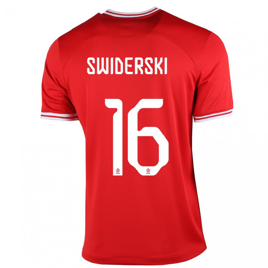 Kandiny Damen Polnische Karol Swiderski #16 Rot Auswärtstrikot Trikot 22-24 T-shirt