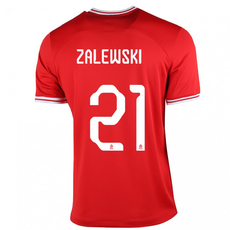 Kandiny Damen Polnische Nicola Zalewski #21 Rot Auswärtstrikot Trikot 22-24 T-shirt