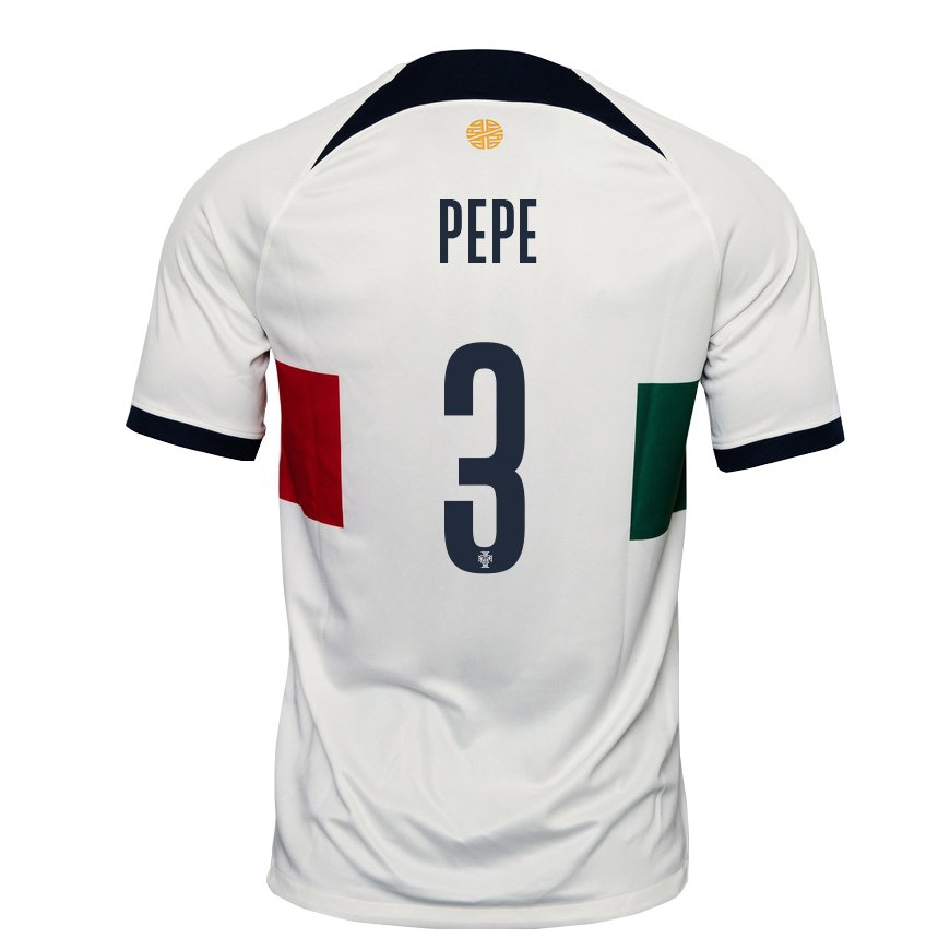 Kandiny Damen Portugiesische Pepe #3 Weiß Auswärtstrikot Trikot 22-24 T-shirt