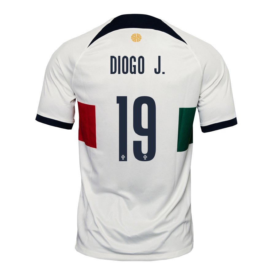 Kandiny Damen Portugiesische Diogo Jota #19 Weiß Auswärtstrikot Trikot 22-24 T-shirt