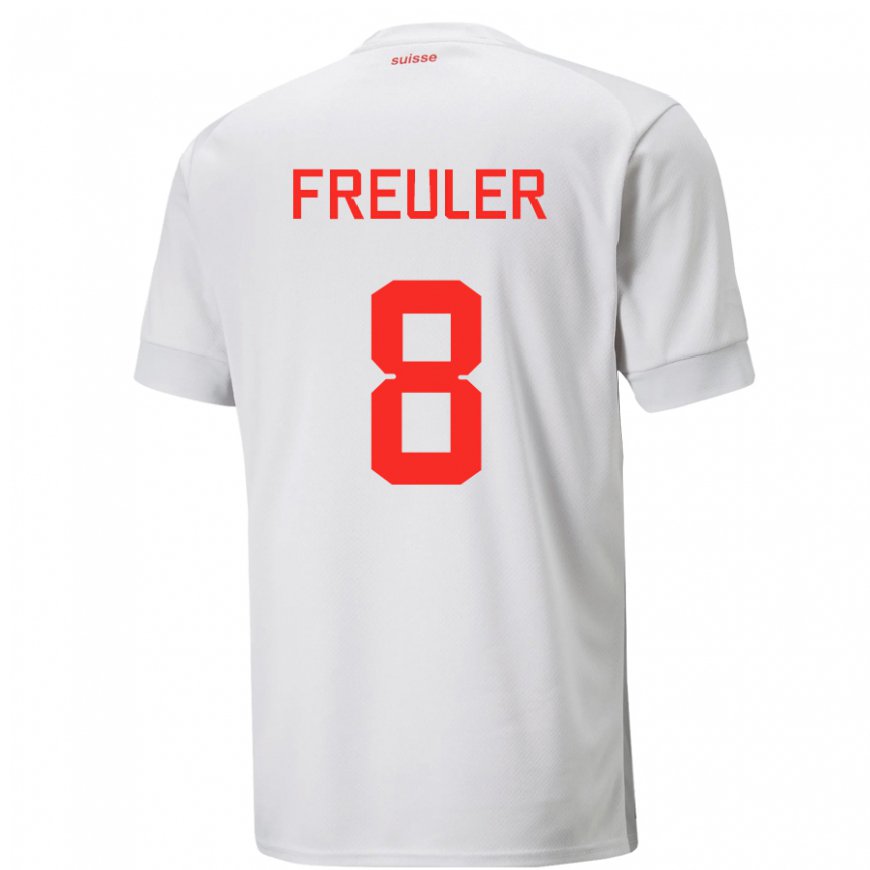 Kandiny Damen Schweizer Remo Freuler #8 Weiß Auswärtstrikot Trikot 22-24 T-shirt