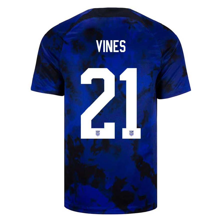 Kandiny Damen Us-amerikanische Sam Vines #21 Königsblau Auswärtstrikot Trikot 22-24 T-shirt