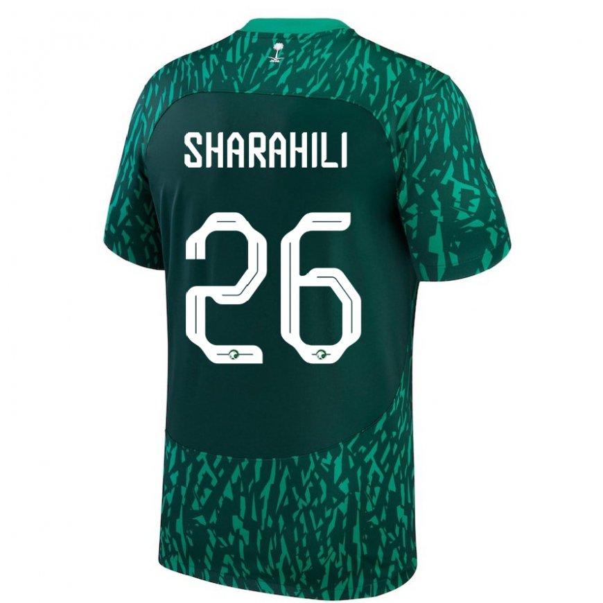 Kandiny Damen Saudi-arabische Riyadh Sharahili #26 Dunkelgrün Auswärtstrikot Trikot 22-24 T-shirt