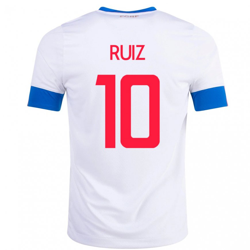 Kandiny Damen Costa-ricanische Bryan Ruiz #10 Weiß Auswärtstrikot Trikot 22-24 T-shirt