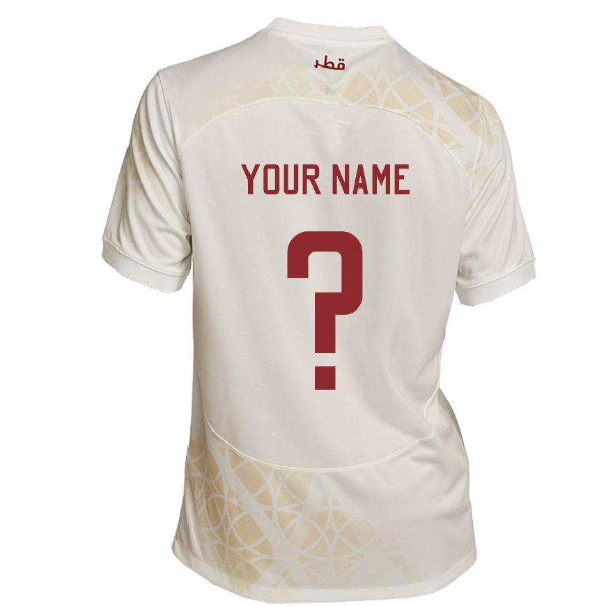 Kandiny Damen Katarische Ihren Namen #0 Goldbeige Auswärtstrikot Trikot 22-24 T-shirt