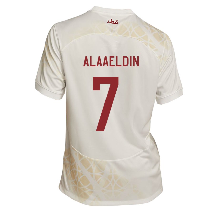 Kandiny Damen Katarische Ahmed Alaaeldin #7 Goldbeige Auswärtstrikot Trikot 22-24 T-shirt