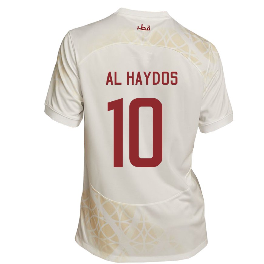 Kandiny Damen Katarische Hasan Al Haydos #10 Goldbeige Auswärtstrikot Trikot 22-24 T-shirt