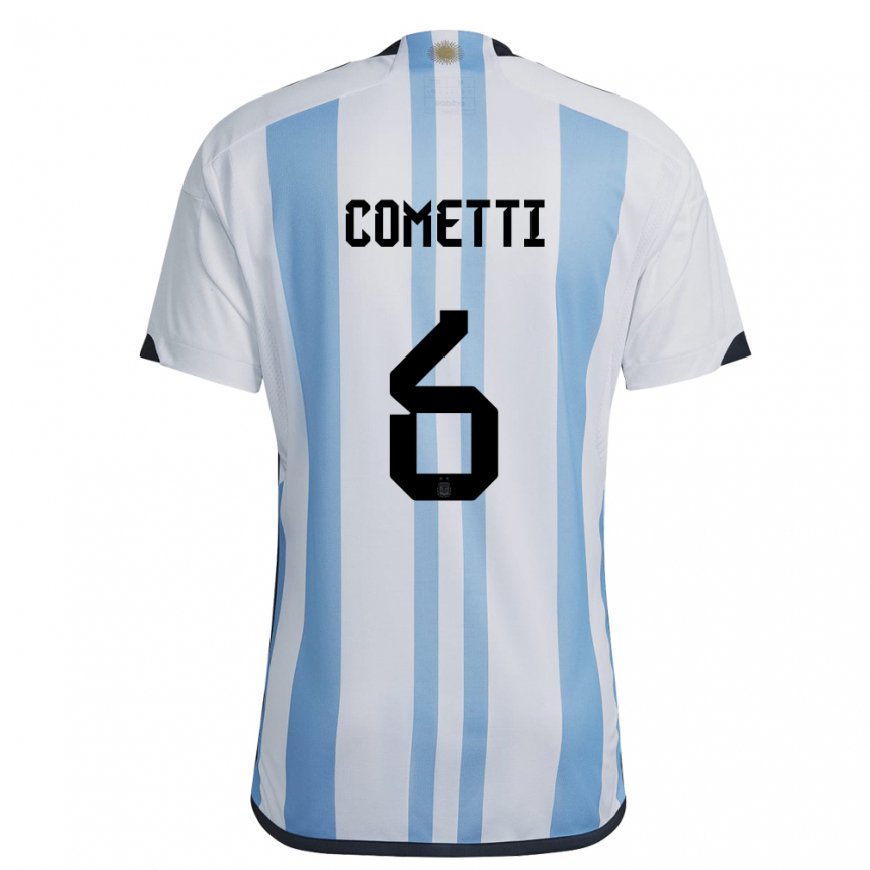 Kandiny Kinder Argentinische Aldana Cometti #6 Weiß Himmelblau Heimtrikot Trikot 22-24 T-shirt
