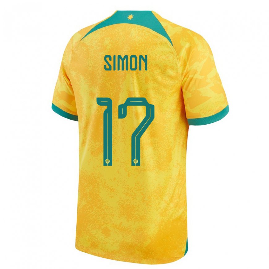 Kandiny Kinder Australische Kyah Simon #17 Gold Heimtrikot Trikot 22-24 T-shirt