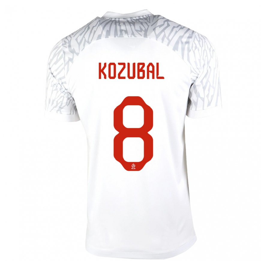 Kandiny Kinder Polnische Antoni Kozubal #8 Weiß Heimtrikot Trikot 22-24 T-shirt