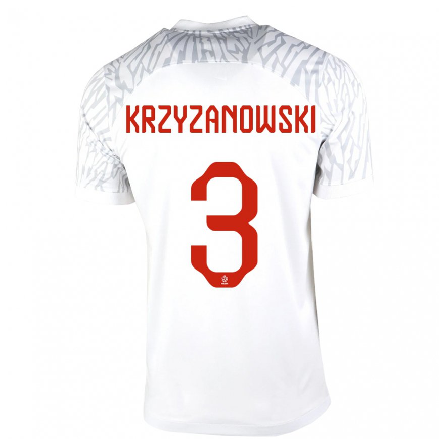 Kandiny Kinder Polnische Jakub Krzyzanowski #3 Weiß Heimtrikot Trikot 22-24 T-shirt