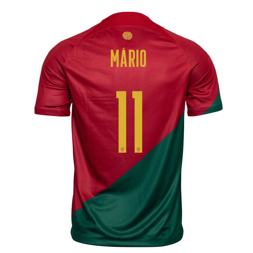 Kandiny Kinder Portugiesische Joao Mario #11 Rot Grün Heimtrikot Trikot 22-24 T-shirt