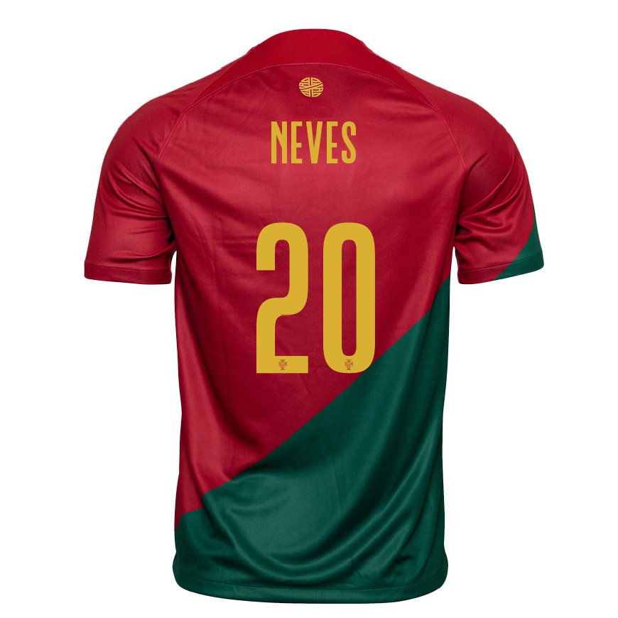 Kandiny Kinder Portugiesische Joao Neves #20 Rot Grün Heimtrikot Trikot 22-24 T-shirt