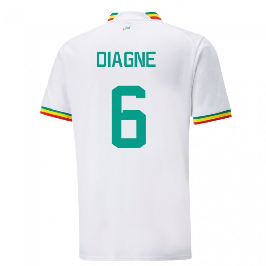 Kandiny Kinder Senegalesische Edmee Diagne #6 Weiß Heimtrikot Trikot 22-24 T-shirt
