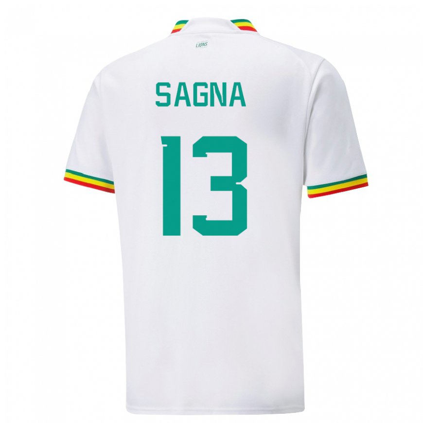 Kandiny Kinder Senegalesische Jeannette Sagna #13 Weiß Heimtrikot Trikot 22-24 T-shirt