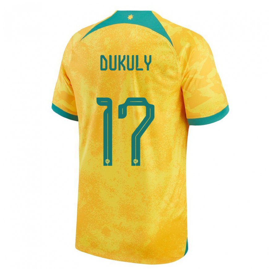 Kandiny Kinder Australische Yaya Dukuly #17 Gold Heimtrikot Trikot 22-24 T-shirt