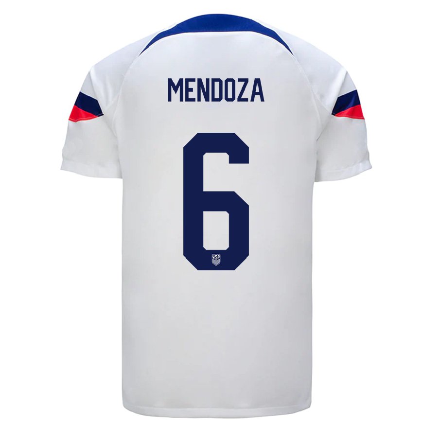 Kandiny Kinder Us-amerikanische Edwyn Mendoza #6 Weiß Heimtrikot Trikot 22-24 T-shirt