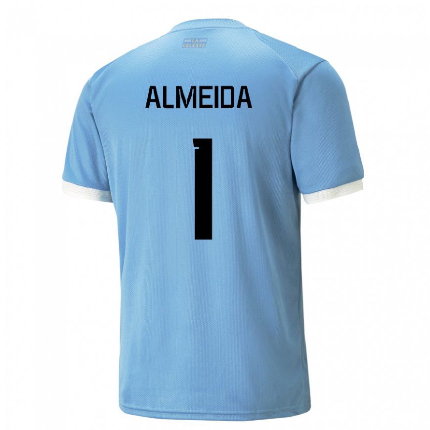 Kandiny Kinder Uruguayische Martin Almeida #1 Blau Heimtrikot Trikot 22-24 T-shirt
