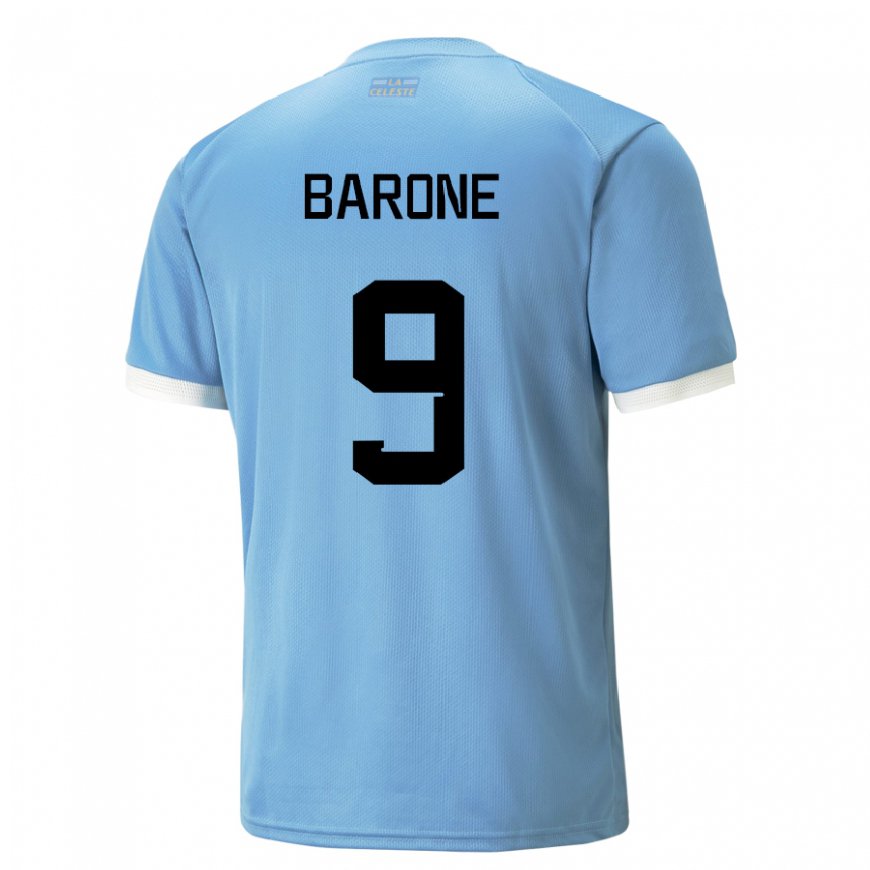 Kandiny Kinder Uruguayische Faustino Barone #9 Blau Heimtrikot Trikot 22-24 T-shirt