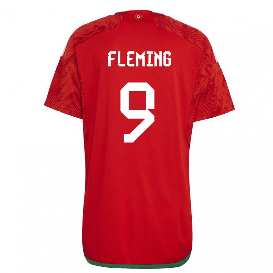 Kandiny Kinder Walisische Cole Fleming #9 Rot Heimtrikot Trikot 22-24 T-shirt