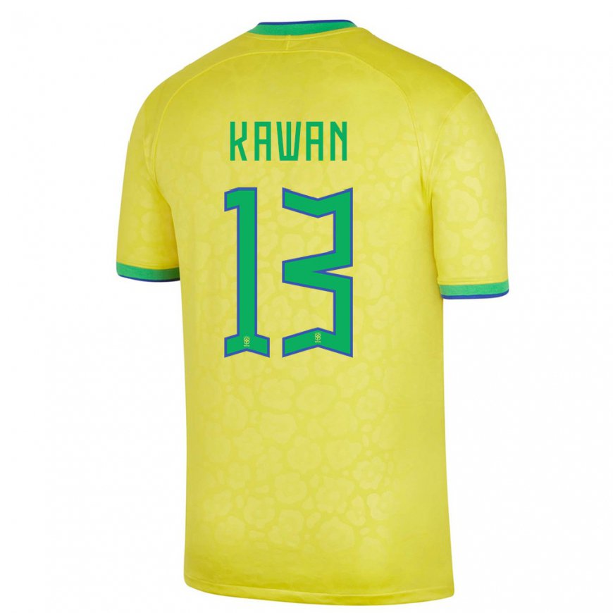 Kandiny Kinder Brasilianische Lucas Kawan #13 Gelb Heimtrikot Trikot 22-24 T-shirt