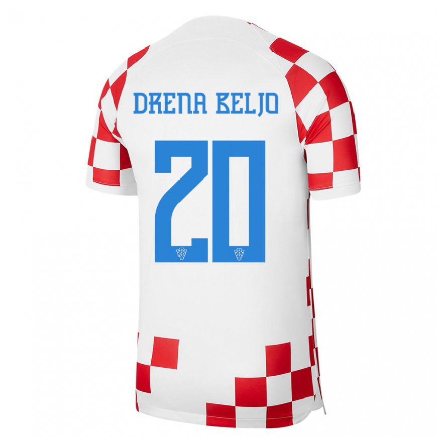 Kandiny Kinder Kroatische Dion Drena Beljo #20 Rot-weiss Heimtrikot Trikot 22-24 T-shirt