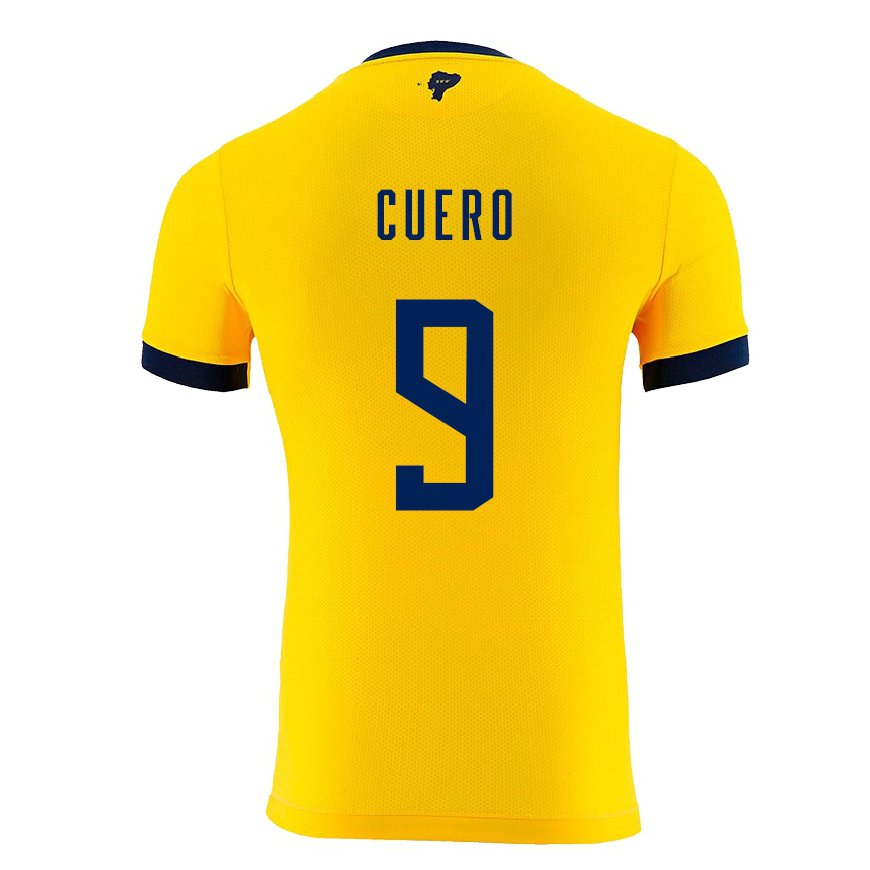 Kandiny Kinder Ecuadorianische Justin Cuero #9 Gelb Heimtrikot Trikot 22-24 T-shirt