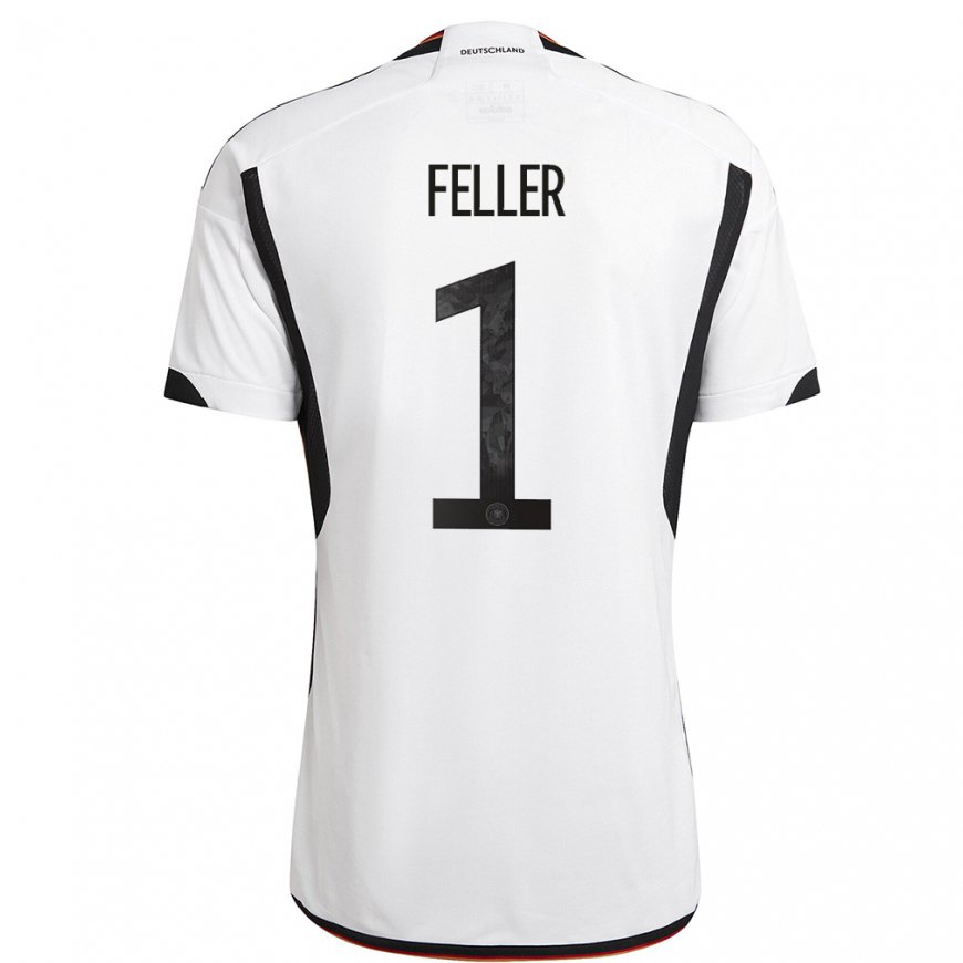 Kandiny Kinder Deutsche Frank Feller #1 Weiß Schwarz Heimtrikot Trikot 22-24 T-shirt